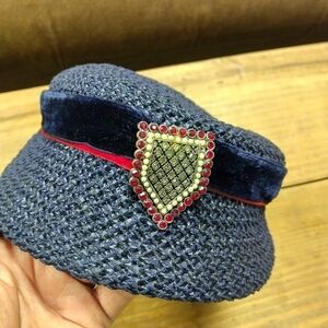Women's Vintage Navy Blue Pill Box Hat